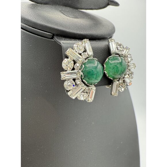 Vintage Christian Dior For Kramer Gripoix Rhinestone Earrings Note - Picture 12 of 14